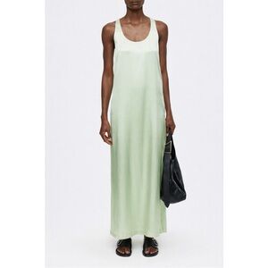 Closed Sleeveless Satin Maxi Dress in Limonada
